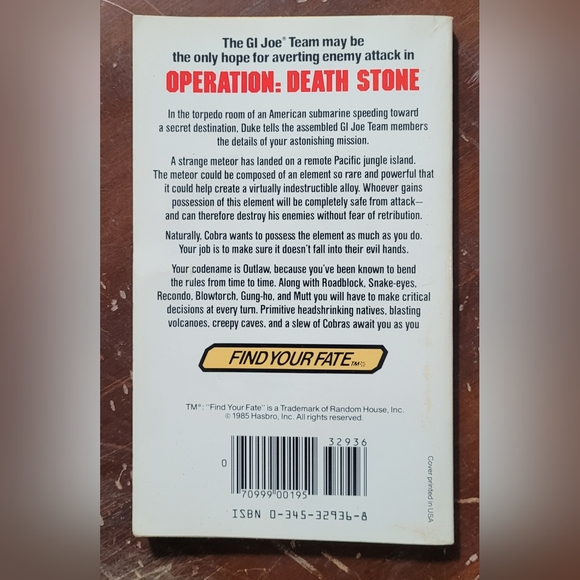 GI Joe - Operation: Death Stone - Choose Your Own Adventure Book Great Condition - Picture 2 of 8